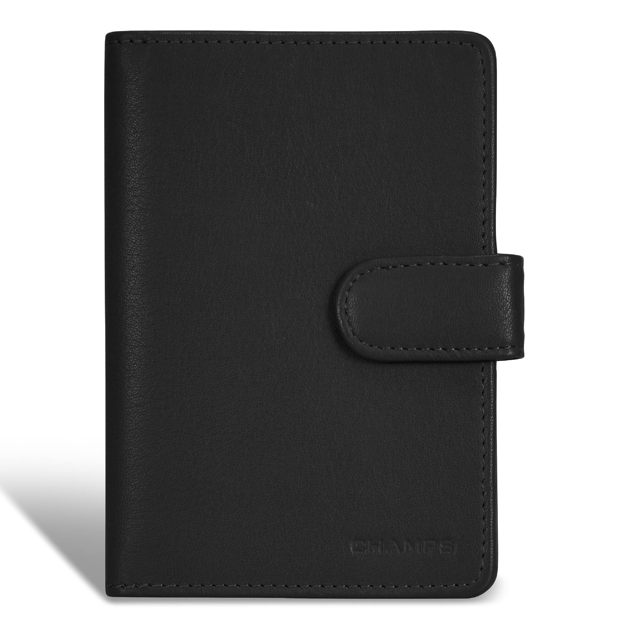 Front. Champs - Onyx Collection Leather Passport Case - Black.