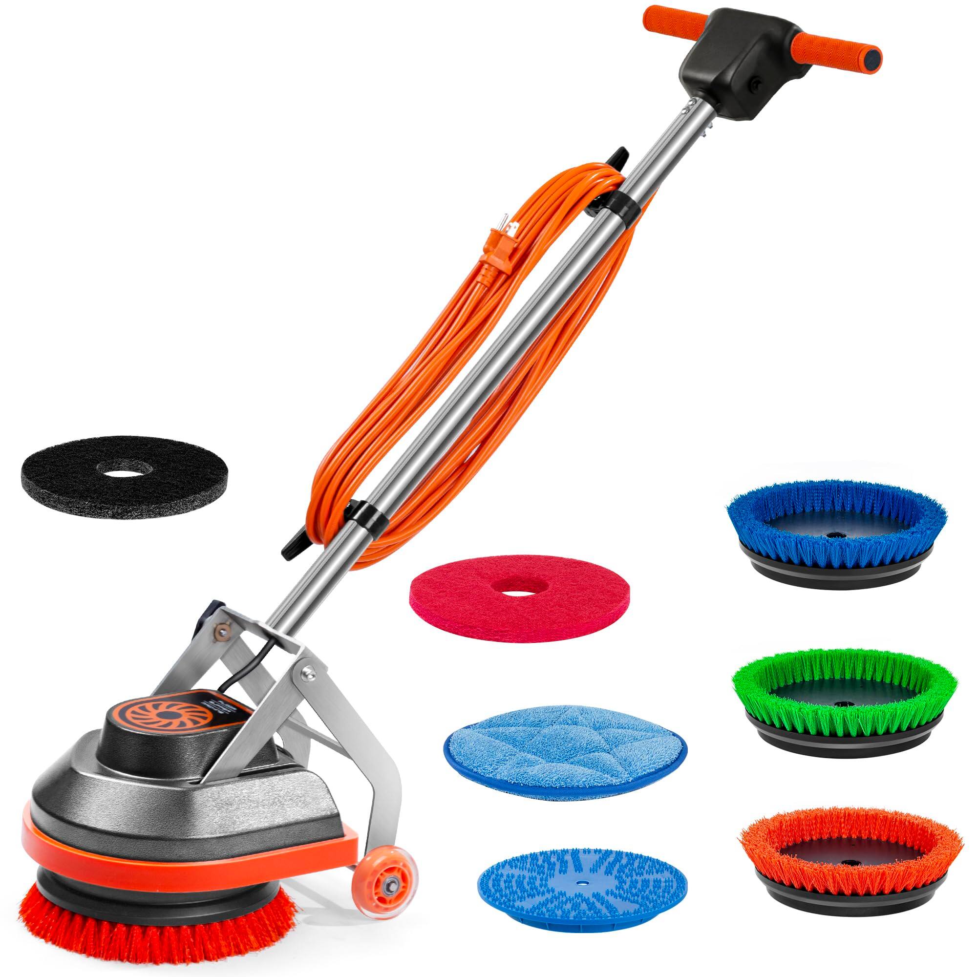 Front. GlowWise - Heavy Duty Floor Scrubber – Deep Clean Tile, Grout, Hardwood & Carpets | Multi-Functional Buffer/Polisher - yellow.