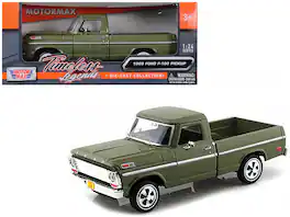 1969 Ford F-100 Pickup Truck 1/24 Diecast Model Car by Motormax - Green