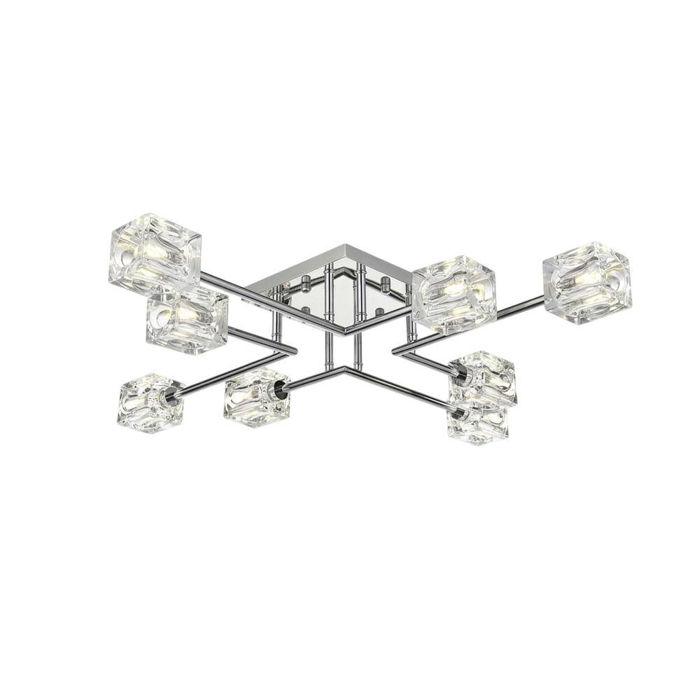 Angle. Living District - Lyra 32 inch Flush Mount in Chrome - Chrome.
