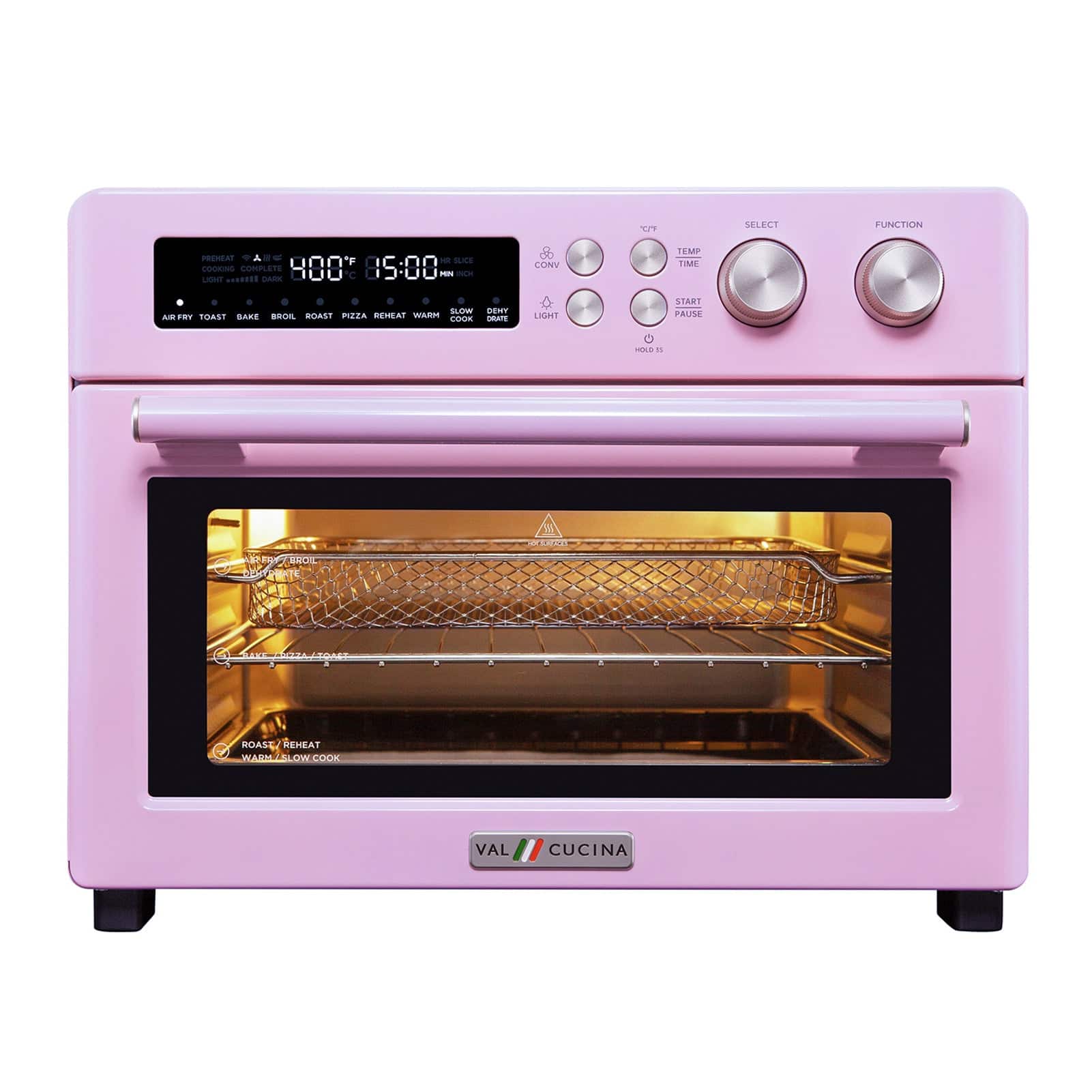 VAL CUCINA - 25L 10-in-1 Air Fryer Toaster Oven with Digital Controls - Pink