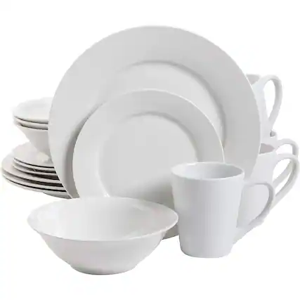 Front. Gibson - Gibson 102563.16RM Porcelain Zen Buffet 16 Piece Round Dinnerware Set, White - White (Round).