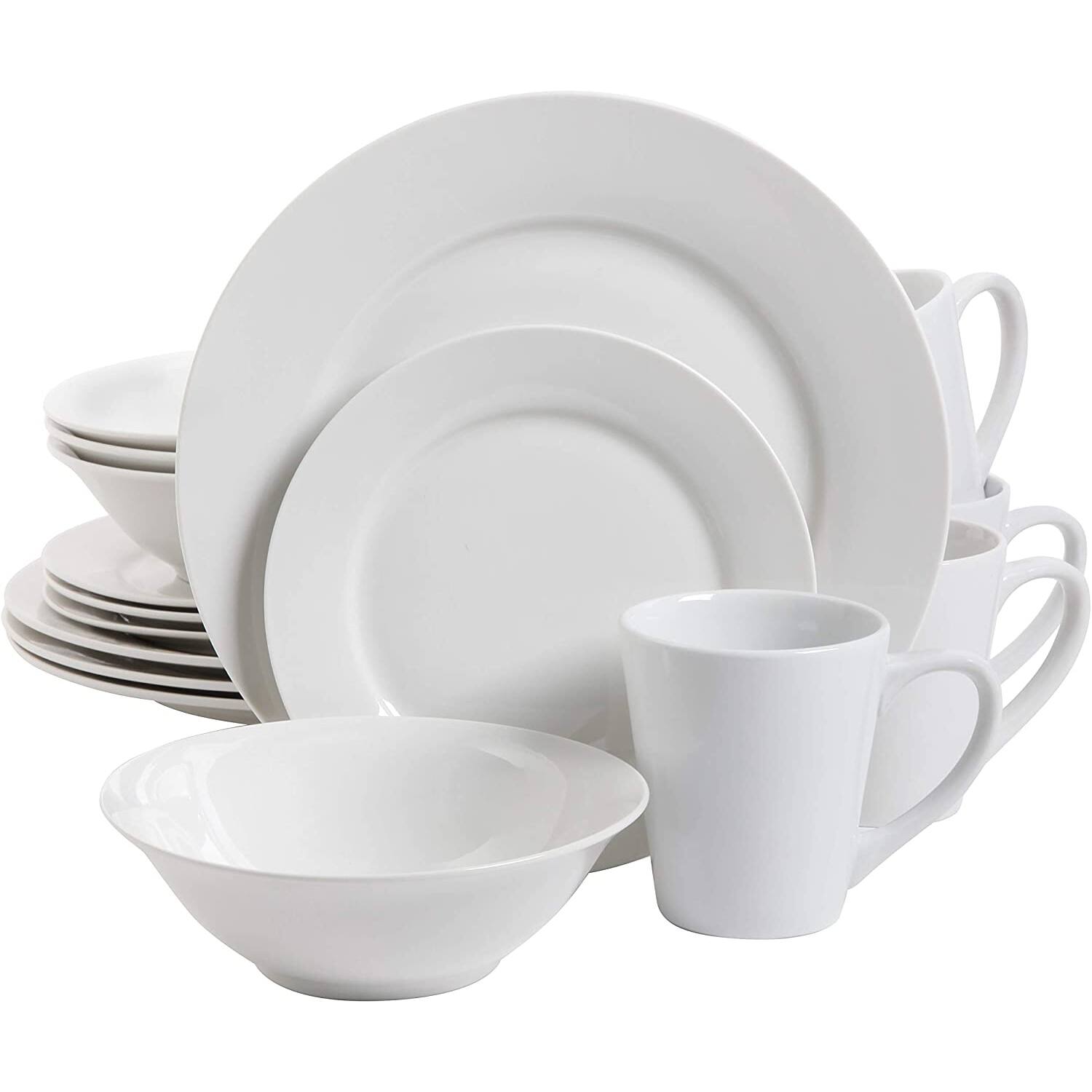 Front. Gibson - Gibson 102563.16RM Porcelain Zen Buffet 16 Piece Round Dinnerware Set, White - White (Round).