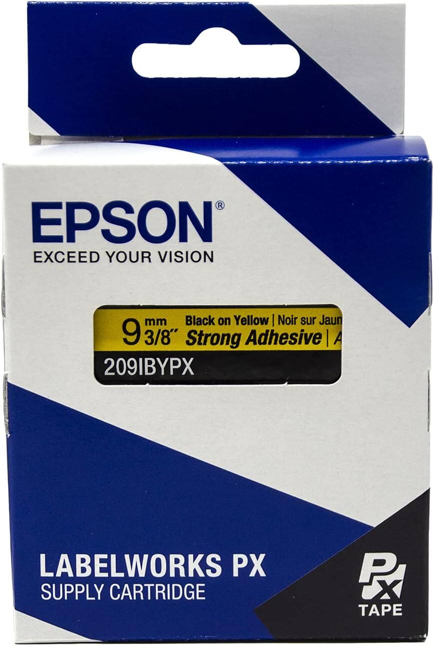EPSON  
EXCEED YOUR VISION  

9 mm 3/8" Black on Yellow | Noir sur Jaune  
Strong Adhesive | A  

2091BYPX  

LABELWORKS PX  
SUPPLY CARTRIDGE  

PX TAPE