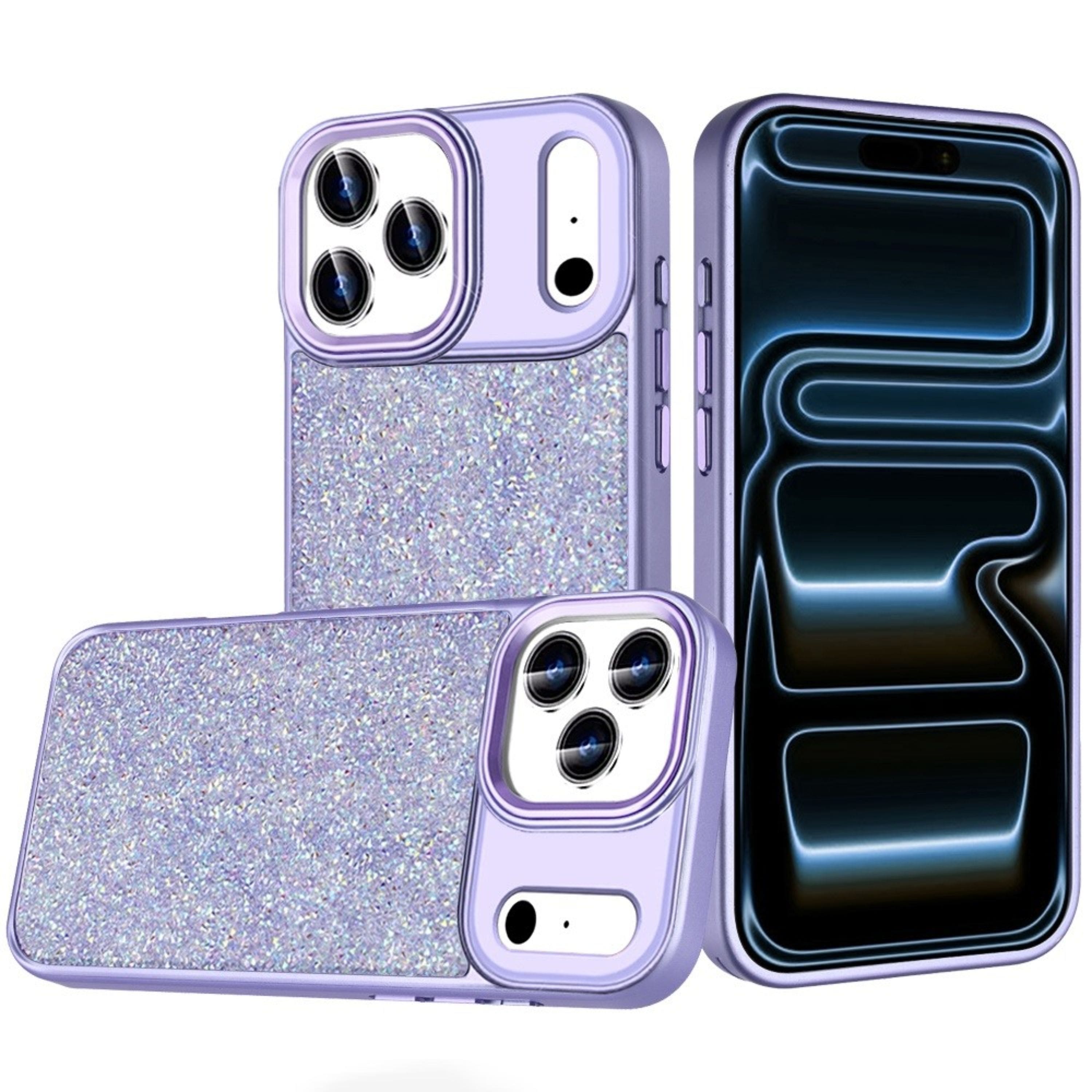 Kitcheniva - Full Crystal Bling Metallic Buttons Phone Case With Tempered Glass For iPhone 17 Pro - Dark Purple price history on PriceWatchPro