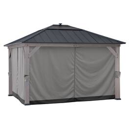 SUNJOY - Curtain For 11x13 Hardtop Gazebo(Grey, Black) - Gray