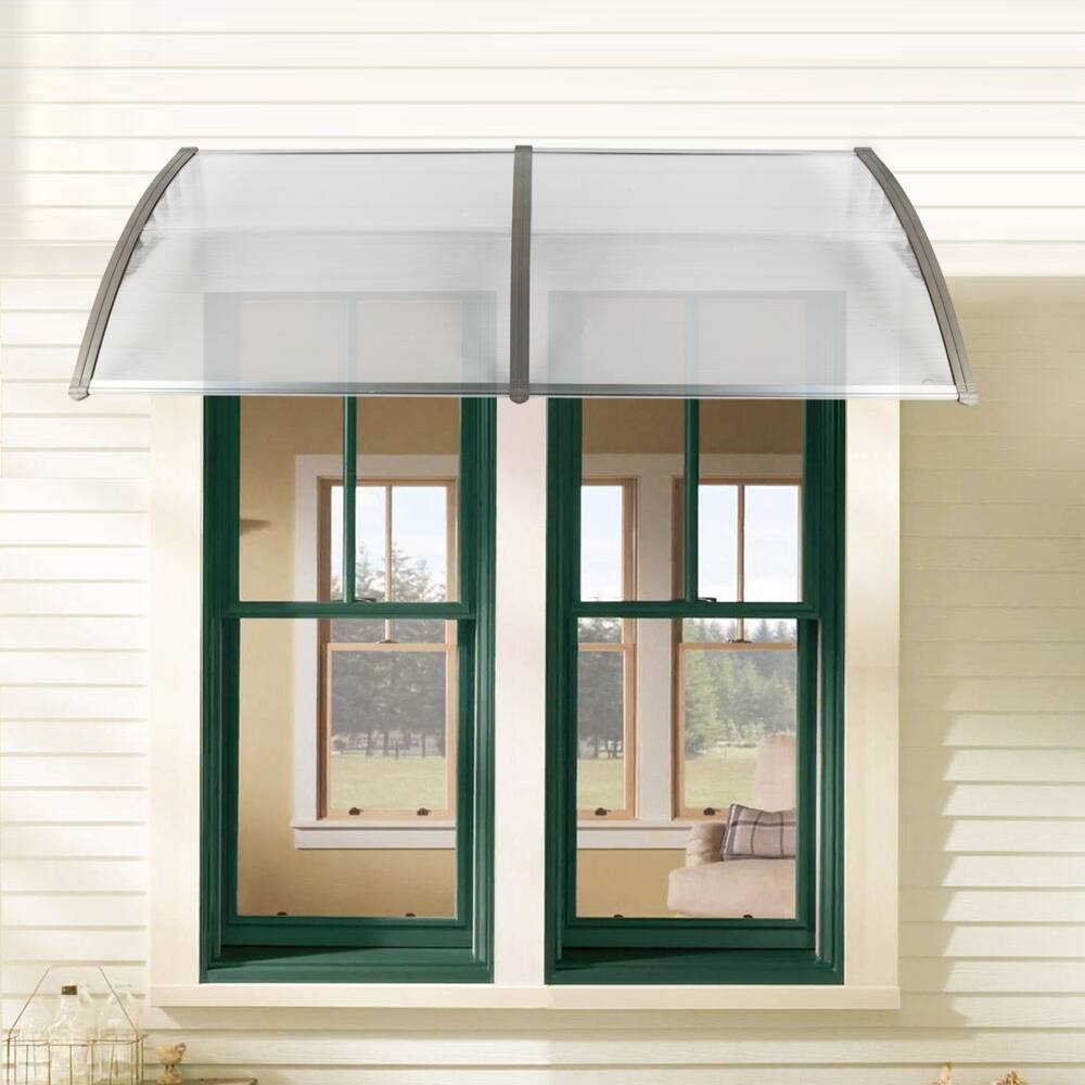 Front. Winado - 80x40"Window Awning Canopy, Polycarbonate Front Door Patio Cover for UV, Rain, Snow & Sunlight Protection.