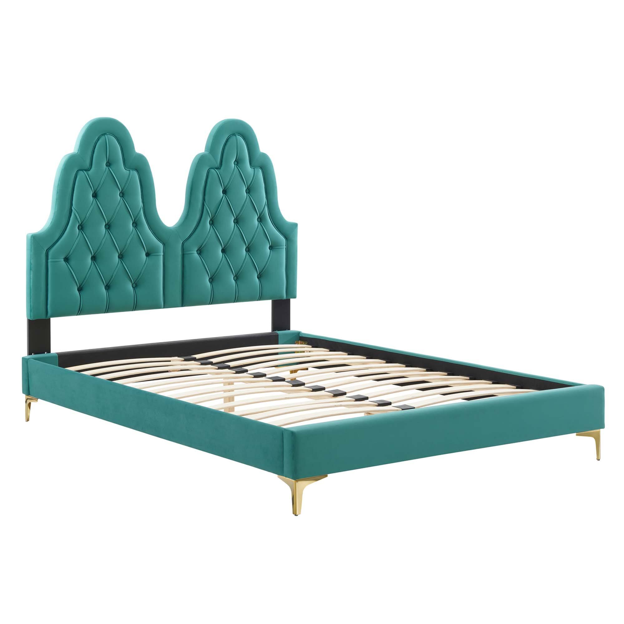 Alt View 1. Modway - Daisy Performance Velvet Full Platform Bed - Blue.