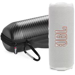 JBL - FLIP 7 Waterproof Portable Speaker Bundle with gSport Carbon Fiber Case - White