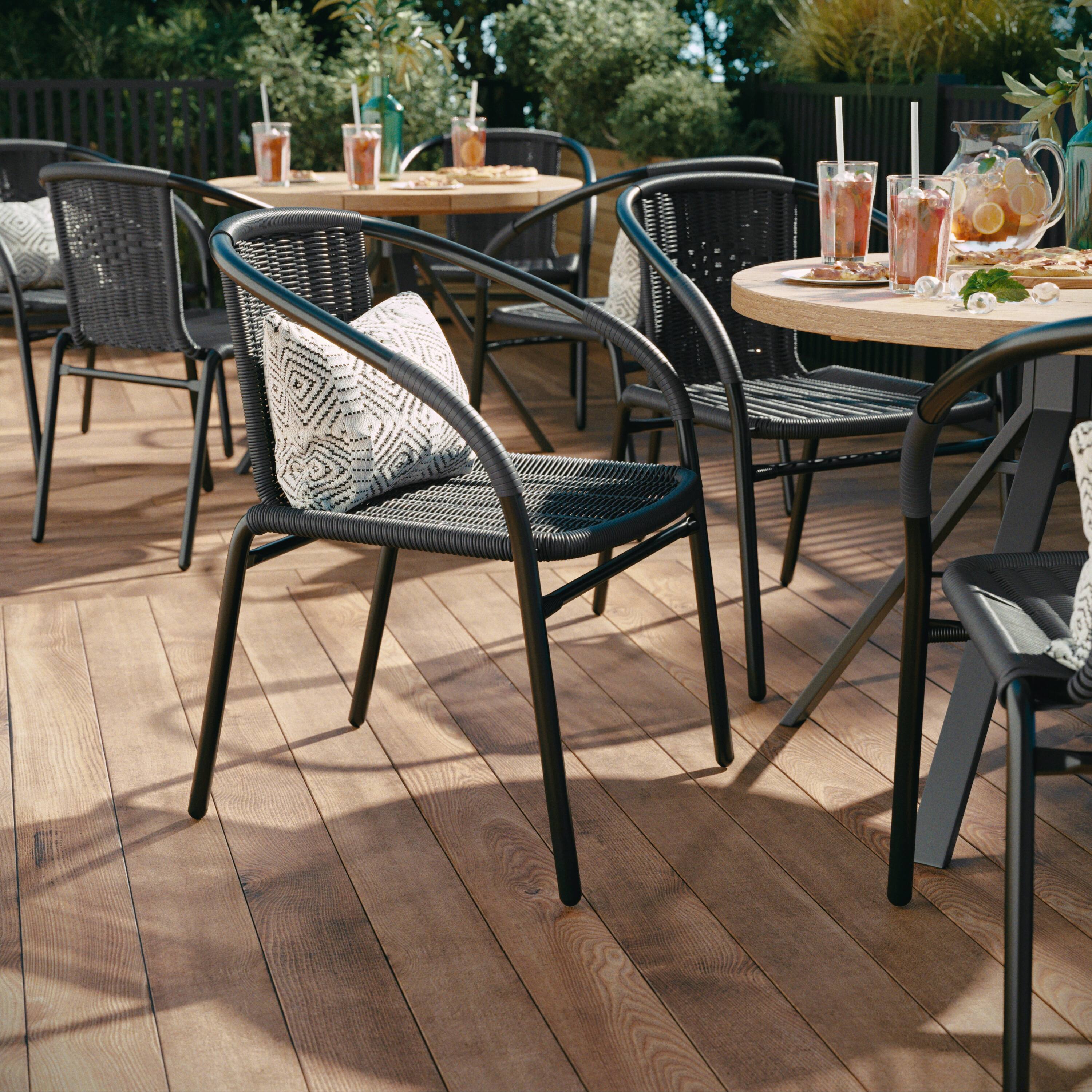 Alt View 5. Emma + Oliver - 2 Pack Rattan Indoor-Outdoor Restaurant Stack Chair with Curved Back - Gray.