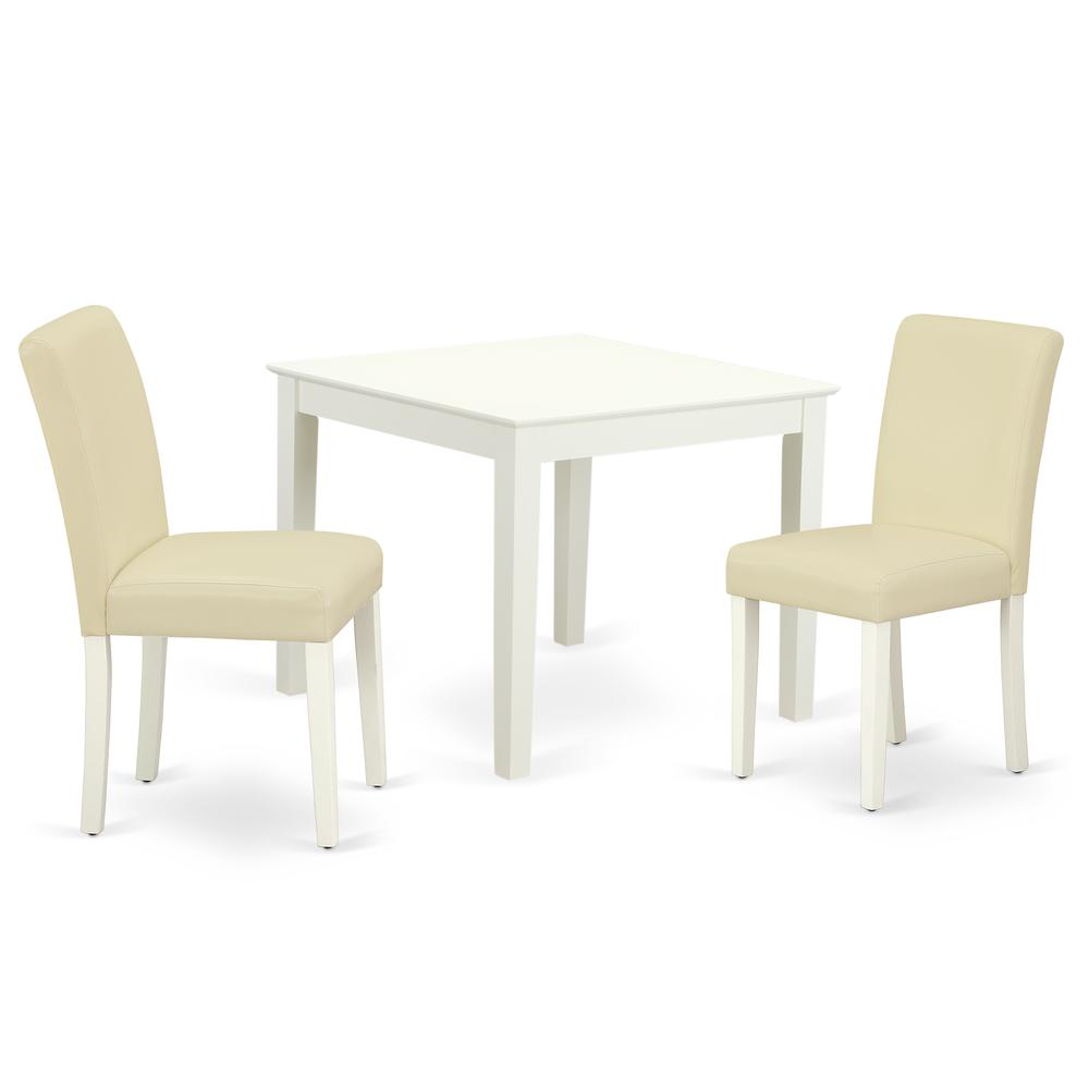 Back. East West Furniture - Dining Room Set Linen White - Brown.