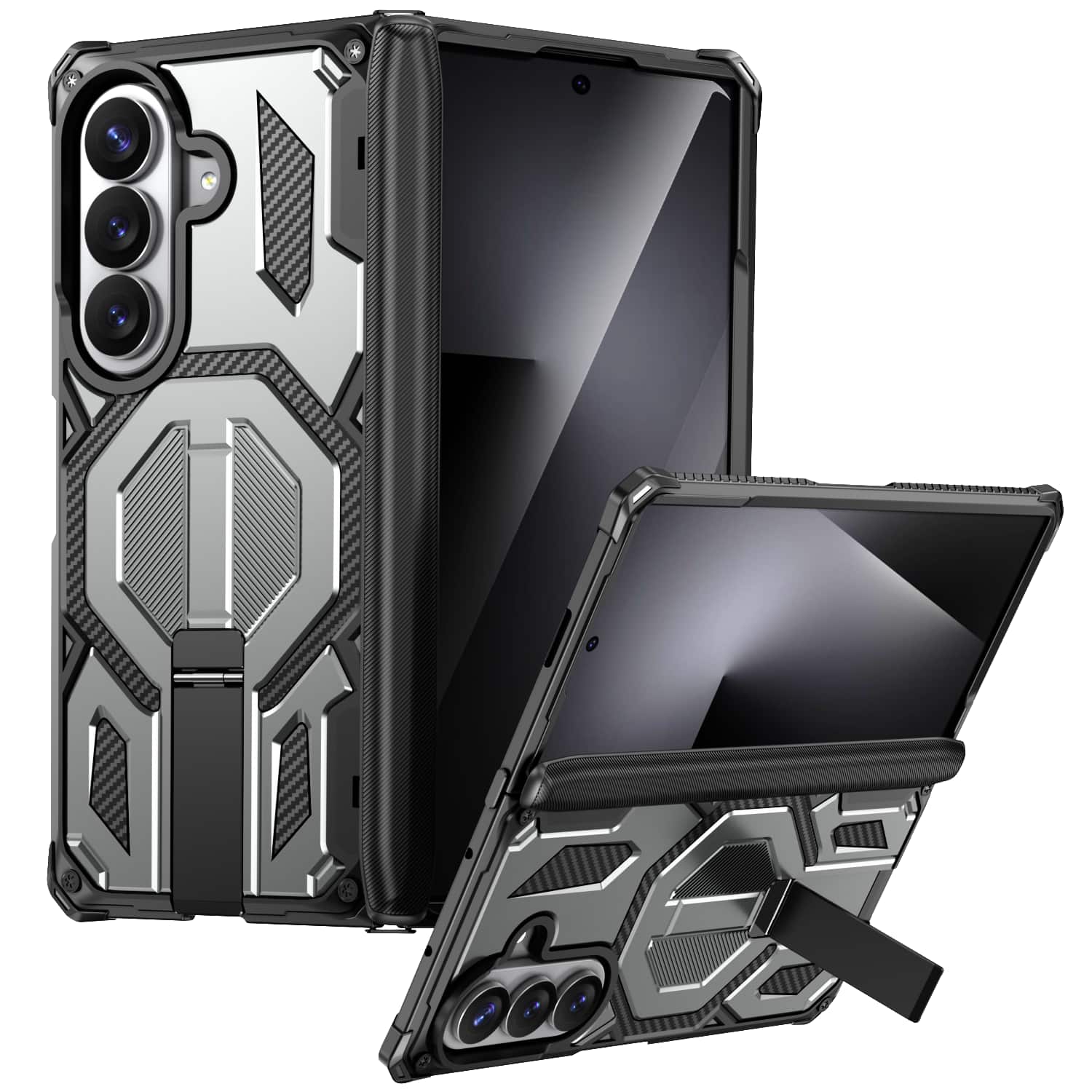 Dteck - Heavy Duty Rugged Magnetic Case For Samsung Galaxy Z Fold 7, Foldable Kickstand Shockproof Hinge Protection Cover - Gray price history on PriceWatchPro