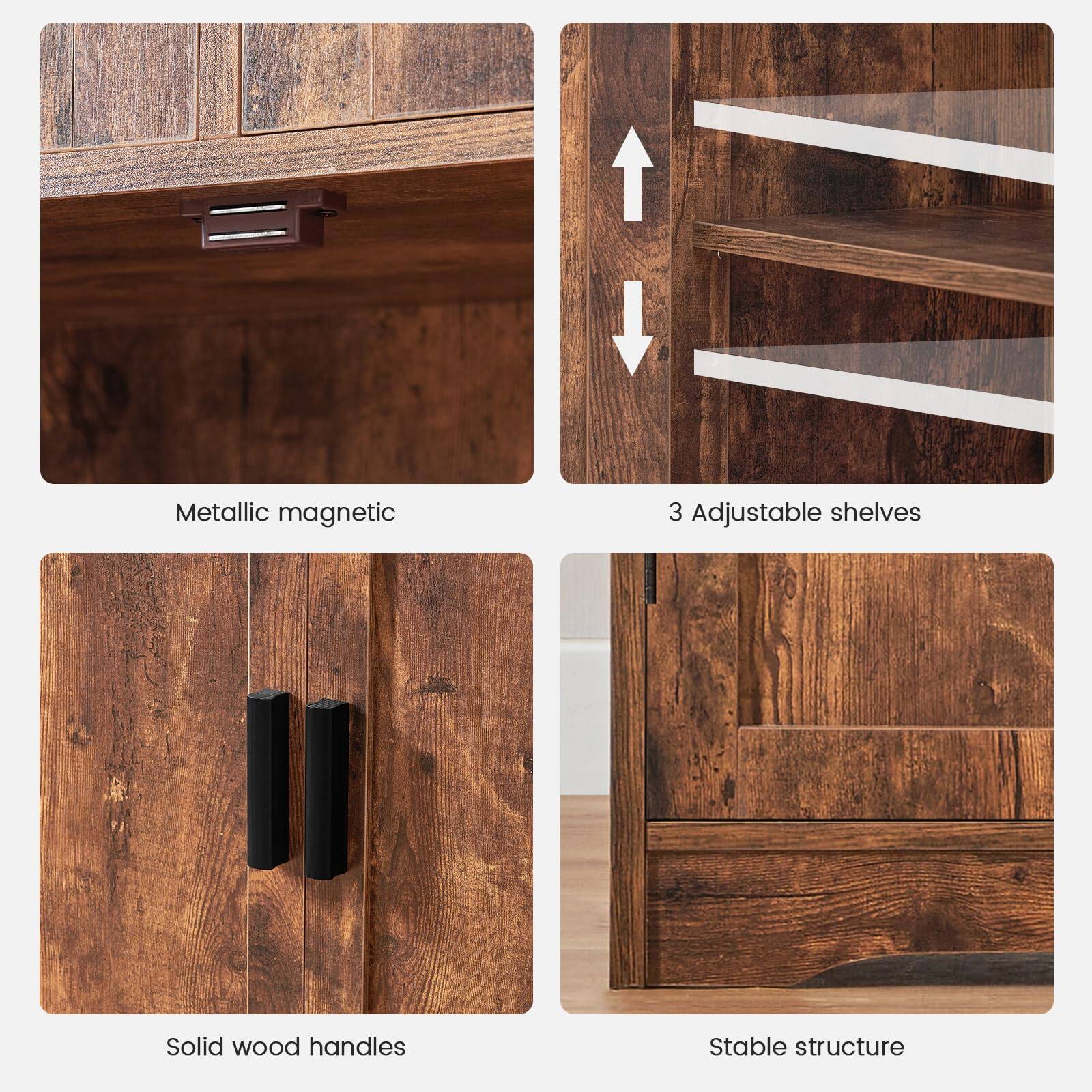 - Metallic magnetic
- 3 Adjustable shelves
- Solid wood handles
- Stable structure
