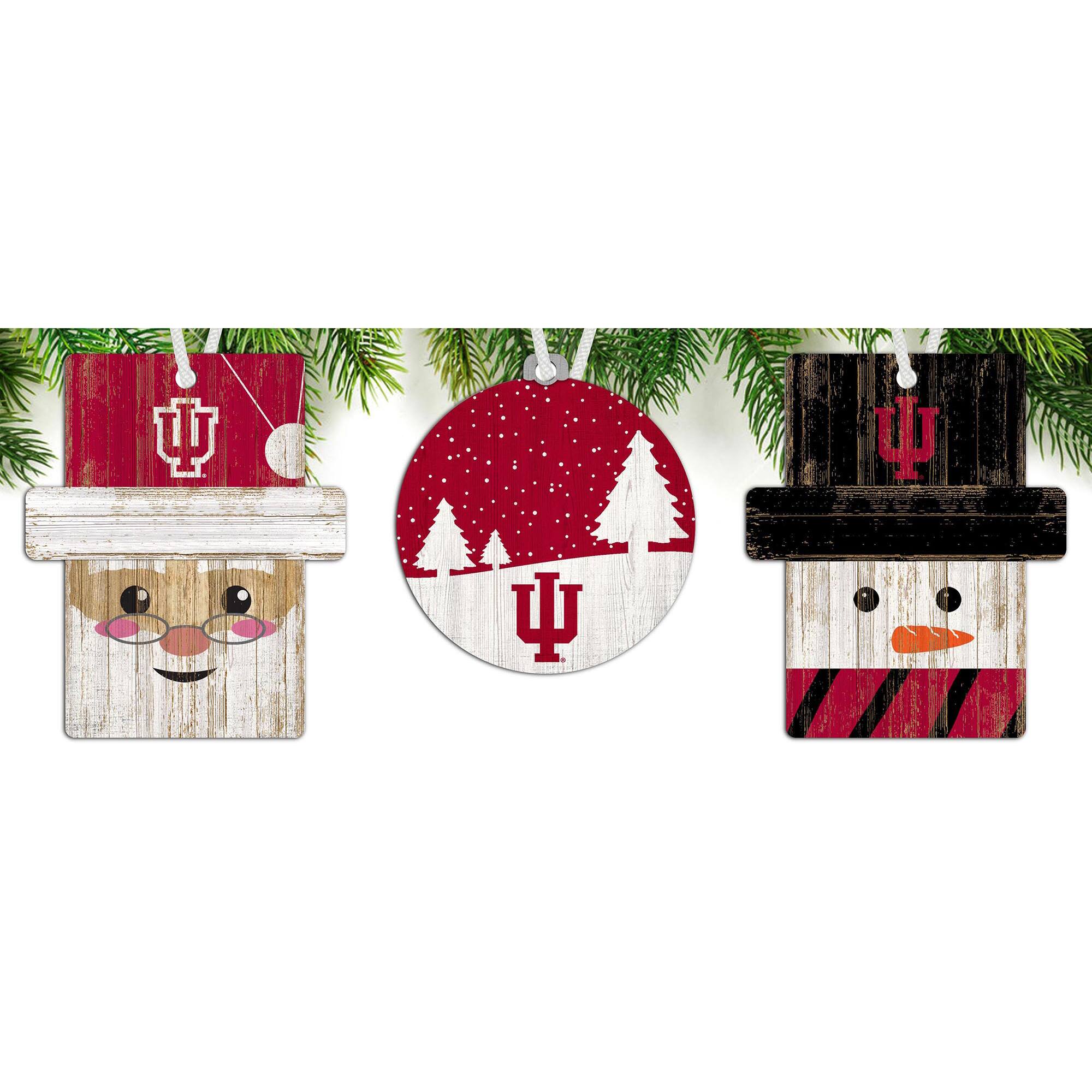 Front. Fan Creations - Indiana Hoosiers 3-Pack Ornament Set - Multicolor.