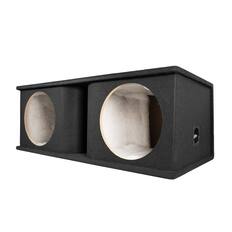 Front. QPower - QPower Dual 12 Inch Horn Ported Subwoofer Box Enclosure, 5/8" MDF, Black Carpet - BLACK.