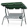 Costway - 3 Seats Patio Canopy Steel Frame Swing Glider Hammock Cushioned Backyard - Green