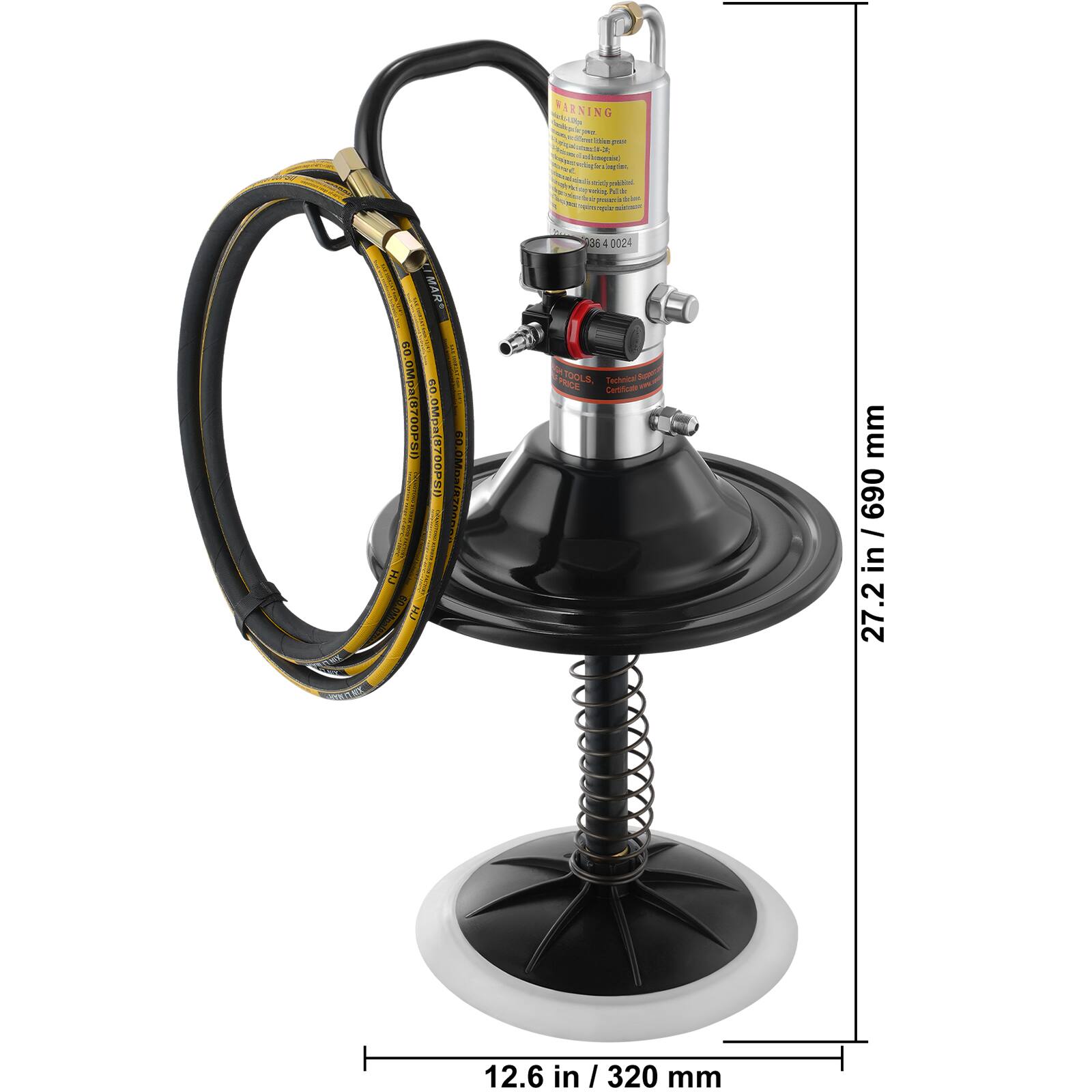 Sure, here is the corrected and grouped text from the image:

---

**WARNING**

- **VALLINA**
- **a T**
- **maa**
- **pe ma**
- **vr**
- **Nes**
- **S d Som**
- **Tpom pie 5 MAR**
- **C OMpa**
- **2 Apa(8700PSI OMps Mpa(B700PSn 60. I 60.0Moai8z0m OMe**
- **TOME 936 i 0024**
- **TOOLE Touheoal Dem**
- **PACE Certificate**
- **mm 690 in in / 690 I 27.2 12.6 in I 320 mm**

---

**Dimensions:**

- **27.2 in / 690 mm**
- **12.6 in / 320 mm**

---

**Additional Text on the Product:**

- **WARNING**
- **386 0024**
- **TOOLS**
- **Technical**
- **PRICE**
- **COPPER**
- **6000 PSI / 