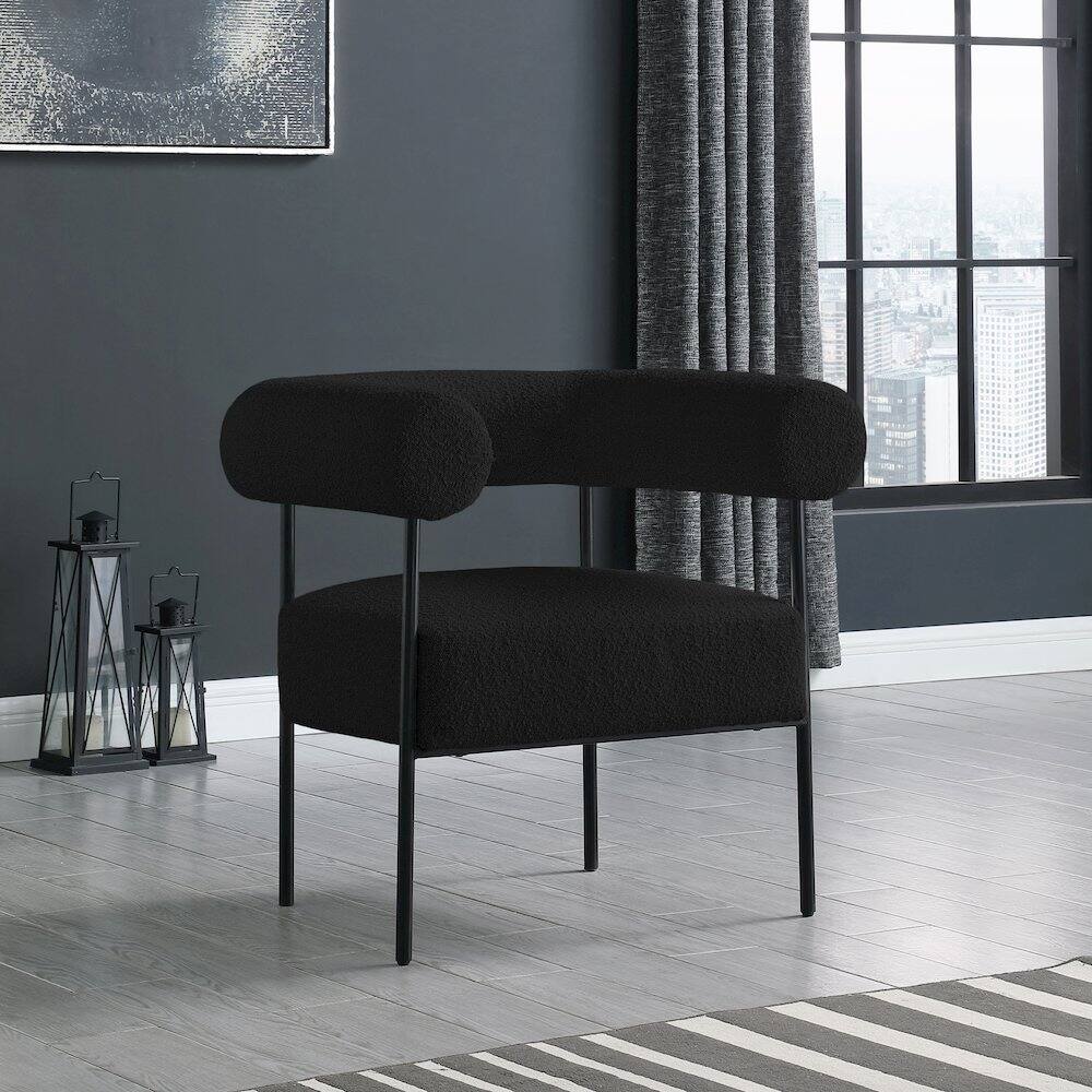 Alt View 1. Meridian Furniture - Blake Black Boucle Fabric Accent Chair - Black.