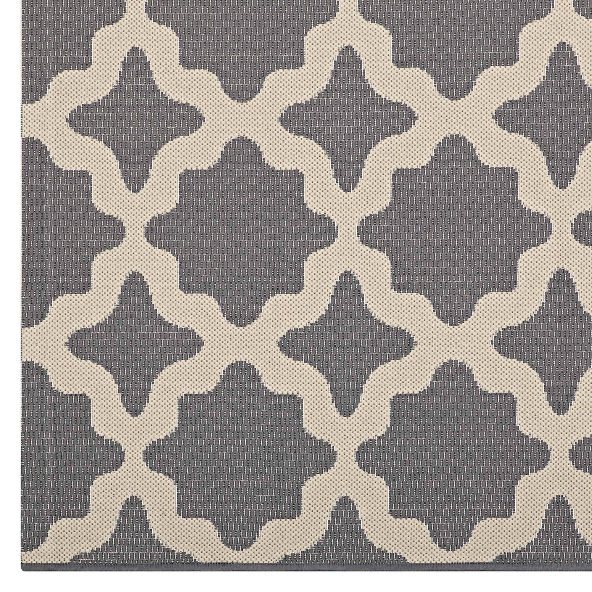 Alt View 3. Modway - Cerelia Moroccan Trellis Indoor and Outdoor Area Rug - Gray and Beige.