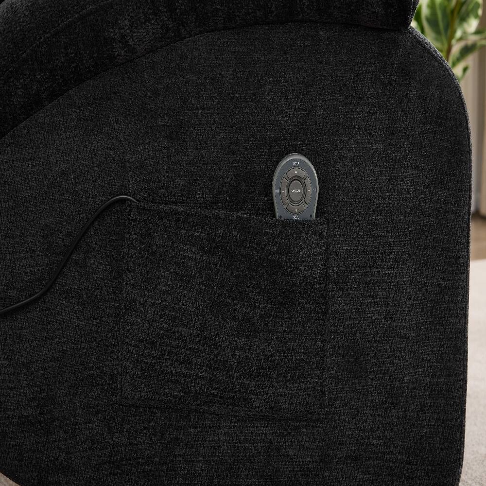 Alt View 9. Ropilly - Ropilly Black Massage Recliner Chair, Swivel Rocker Recliner with Heat, Manual Fabric Living Room Lounge Chair - Black.