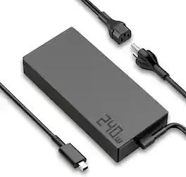 Core Tech - 240W Laptop Power Adapter with Rectangular Connector and AC Cord - Black
