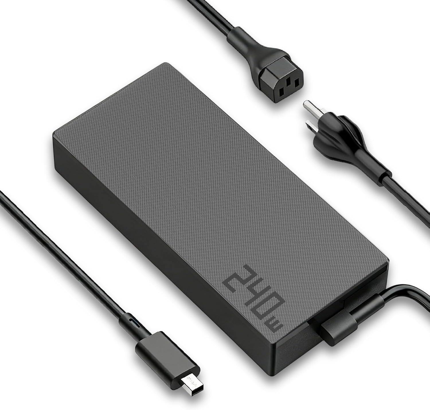 Front. Core Tech - 240W Laptop Power Adapter with Rectangular Connector and AC Cord - Black.