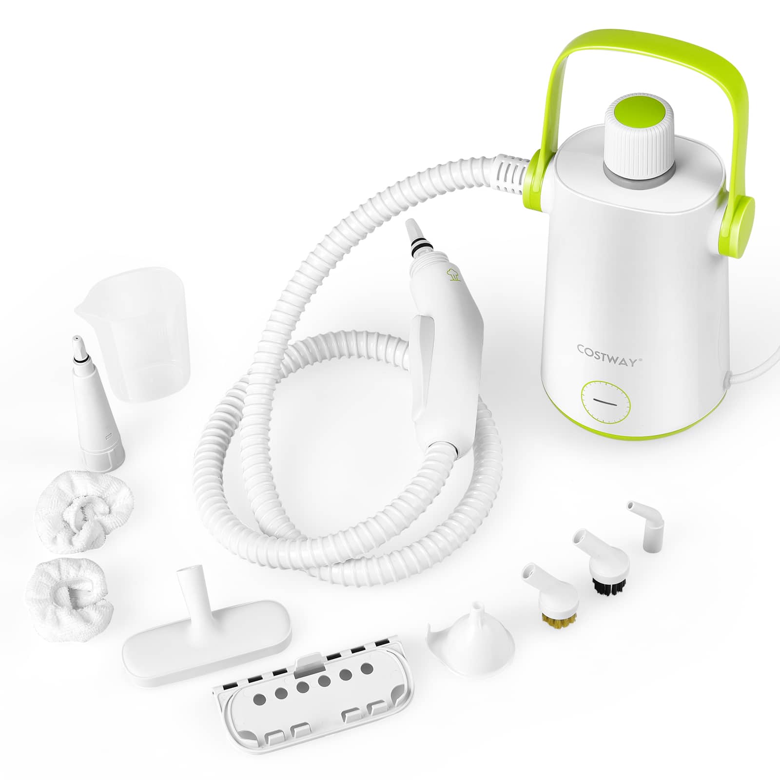Costway - Handheld Steam Cleaner, 1000W Portable Pressurized Steamer, Multipurpose Steam Cleaning Machine for Kitchen - Green/White