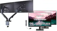 24" Lenovo ThinkVision FHD 1920 x 1080 1300:1 Contrast Ratio 100 Hz Refresh Rate