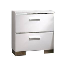 Manhattan Lane - Wood and Metal Nightstand with 2 Drawers - White and silver