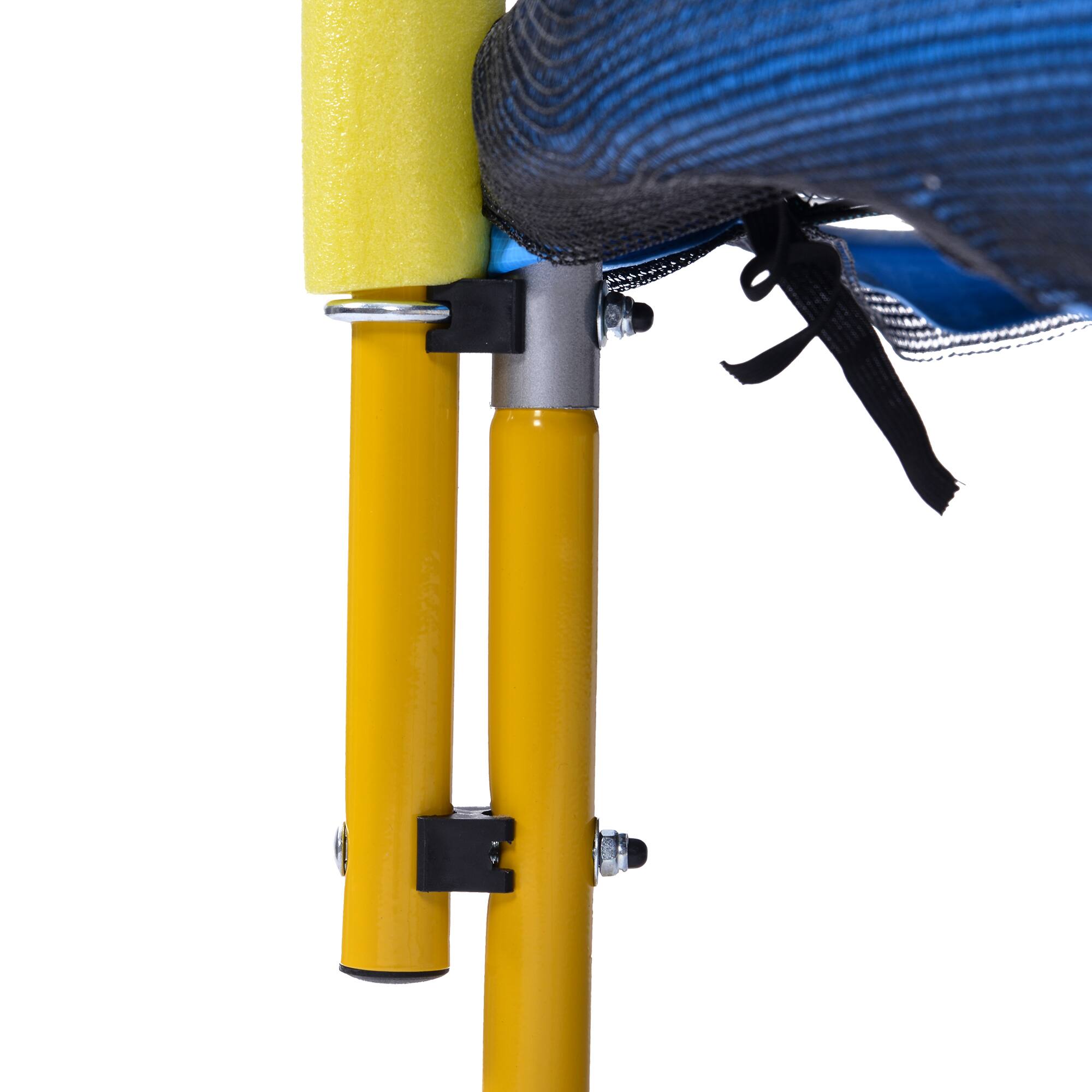Back. Whisen - 5.5FT Outdoor Trampoline for Kids with Safety Enclosure,Basketball Hoop and Ball - Yellow.