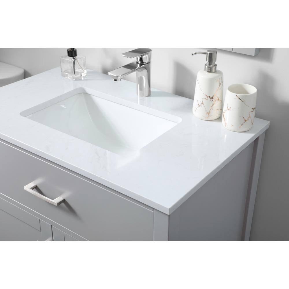 Alt View 6. Elegant Kitchen and Bath - 30 Inch SIngle Bathroom Vanity In Grey - Grey.
