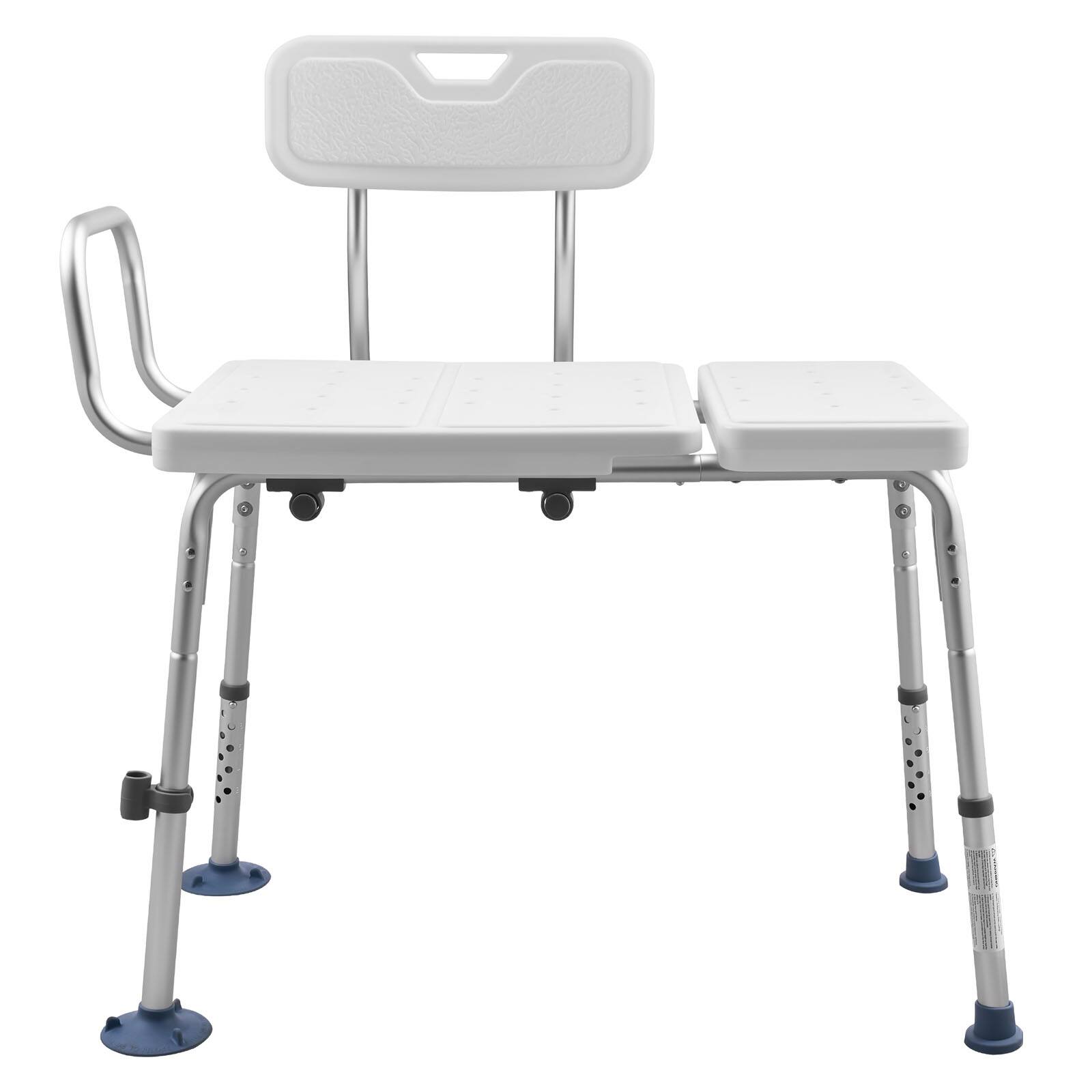 Alt View 5. VEVOR - Tub Transfer Bench for Bathtub, 400 lbs Capacity Heavy Duty Shower Chair with Arm, Backrest and Curtain Slot - White.