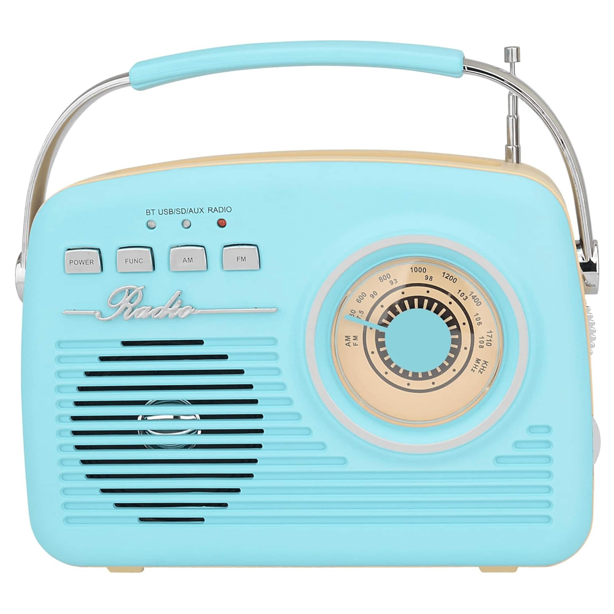 Supersonic - Multi-Function Bluetooth Retro Speaker with Rechargeable Battery - Blue