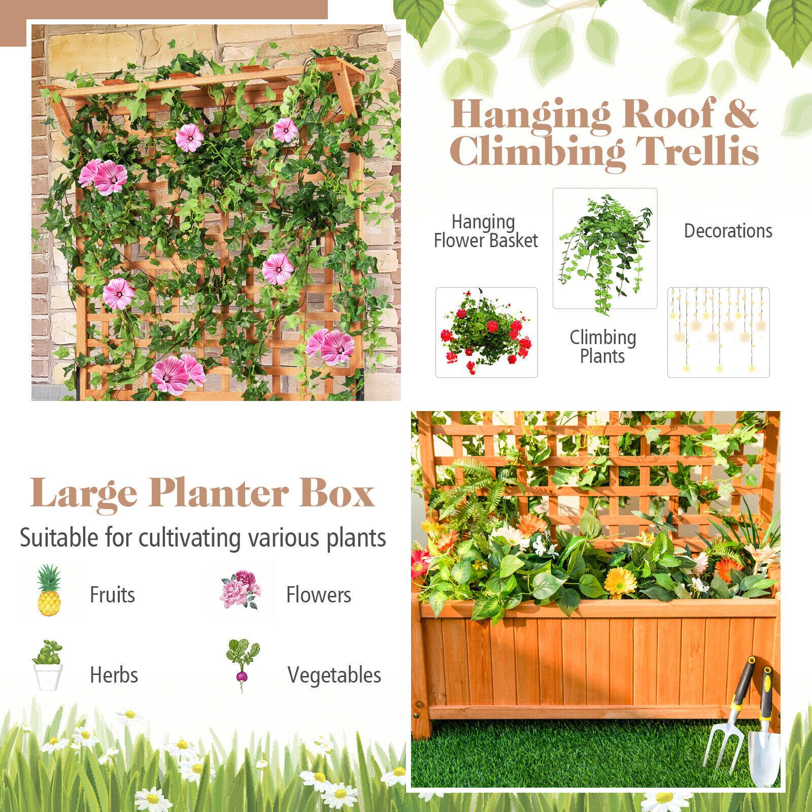 Hanging Roof & Climbing Trellis  
Hanging Flower Basket  
Decorations  
Climbing Plants  

Large Planter Box  
Suitable for cultivating various plants  
Fruits  
Flowers  
Herbs  
Vegetables