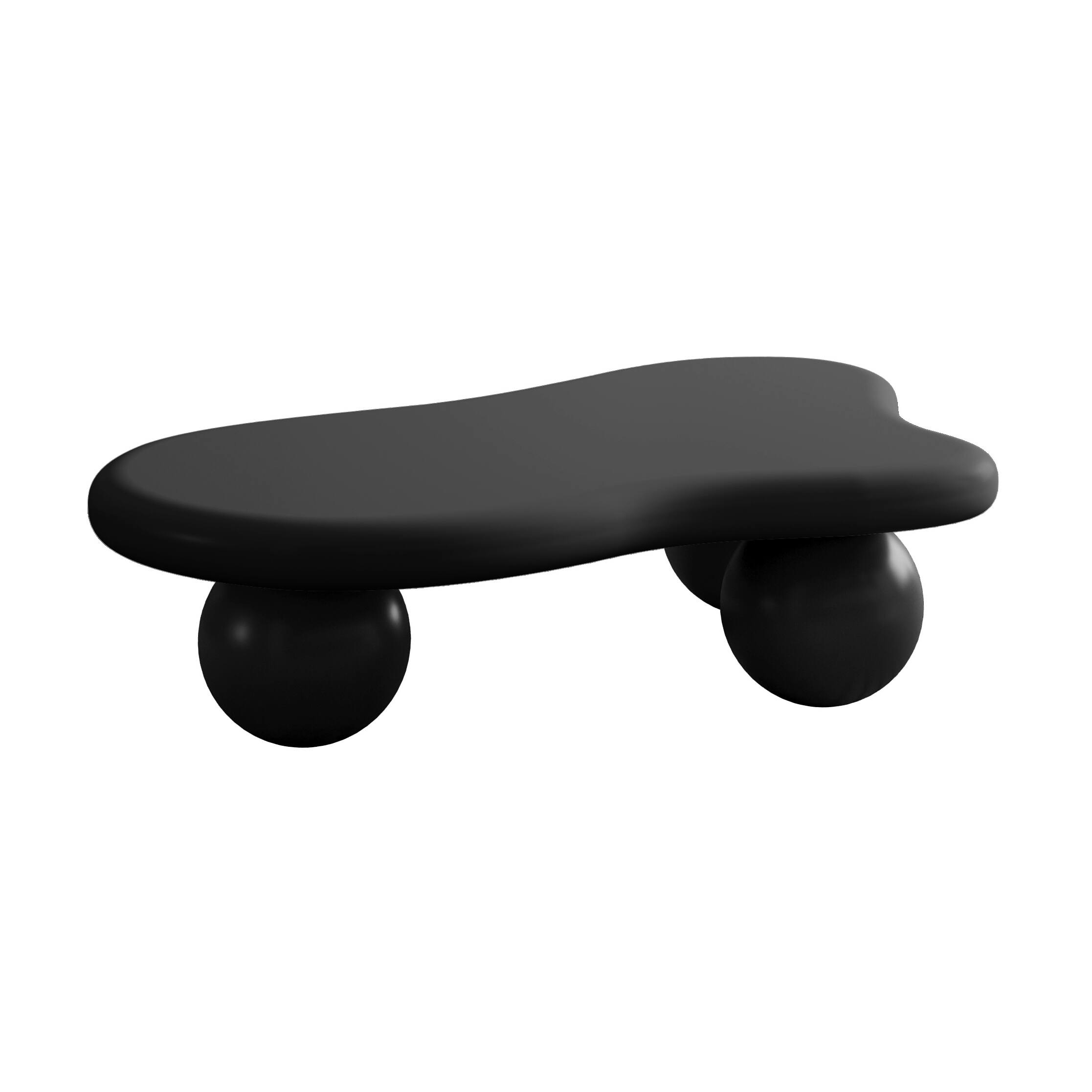 Alt View 2. Loheer - Loheer Black Cloud Coffee Table 47 Inch Irregular Center Table with Ball Legs - Black.