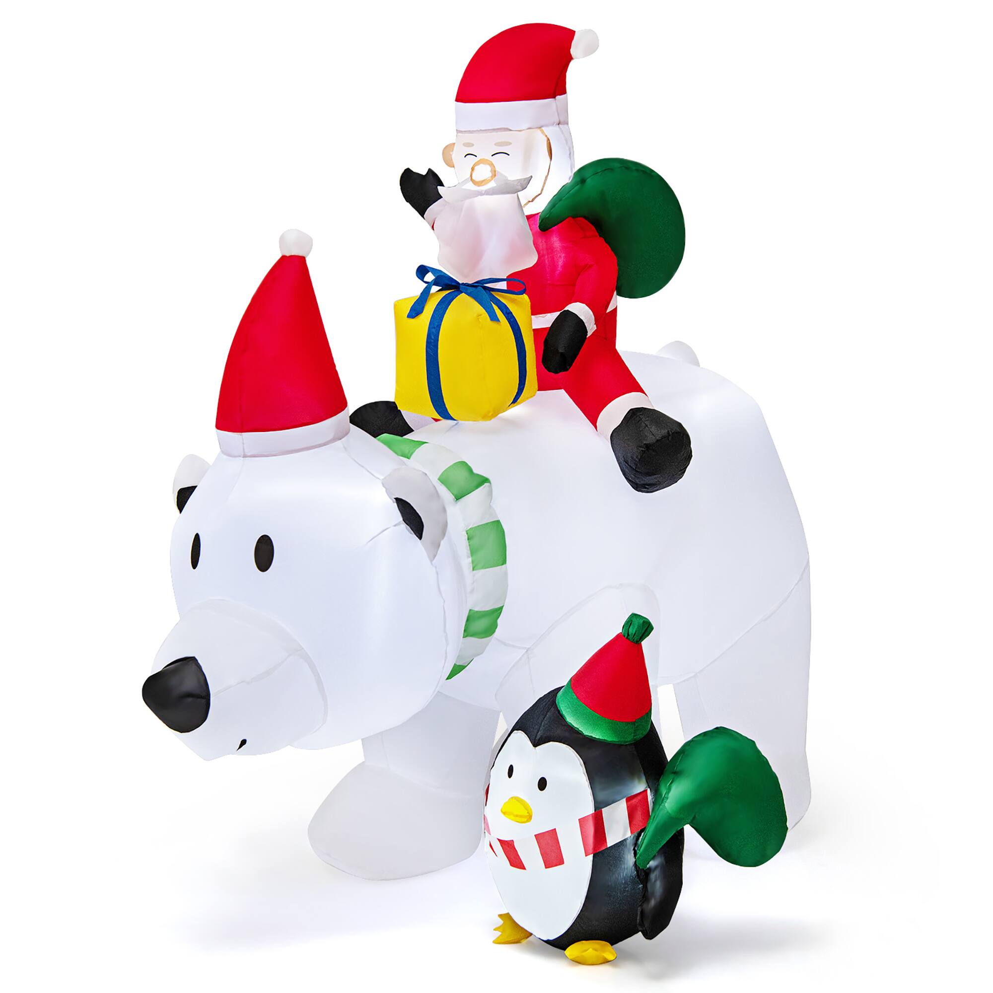 Alt View 9. Gymax - Gymax 7FT Christmas Inflatables LED Lighted Xmas Inflatable Polar Bear w/ Shaking Head - Multicolor.