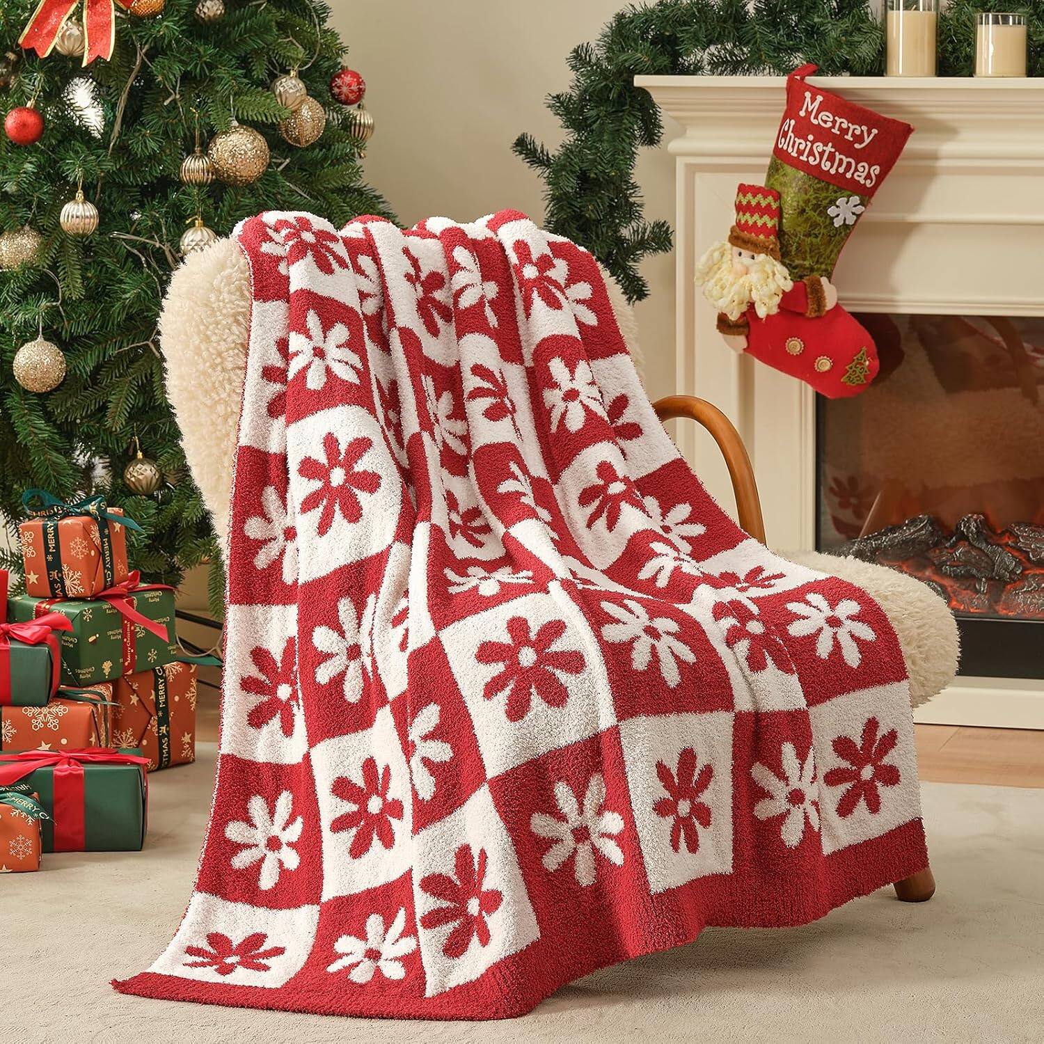 color:ChristmasRedFlower+size:Throw(50"x60")