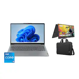 Lenovo - IdeaPad Slim 3i 15.6" Full HD Laptop - Intel Core i5-1335U 2023 - 16GB Memory - 256GB SSD + Carry Case + Monitor - Arctic Grey