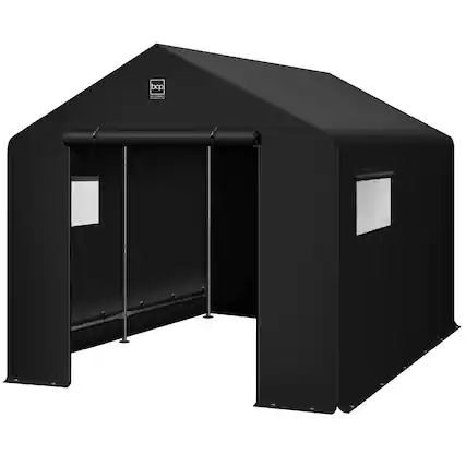 Front. Best Choice Products - Best Choice Products 10x8ft Outdoor Fabric Storage Shed, Steel Frame, Dual Roll-Up Zipper Doors, Window - Black - Black.