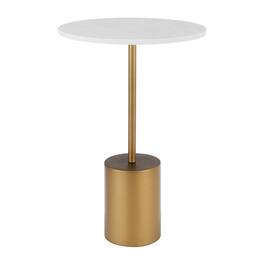 Danya B - Fritz Accent Table with Genuine White Marble Stone Tabletop - Marble, Gold