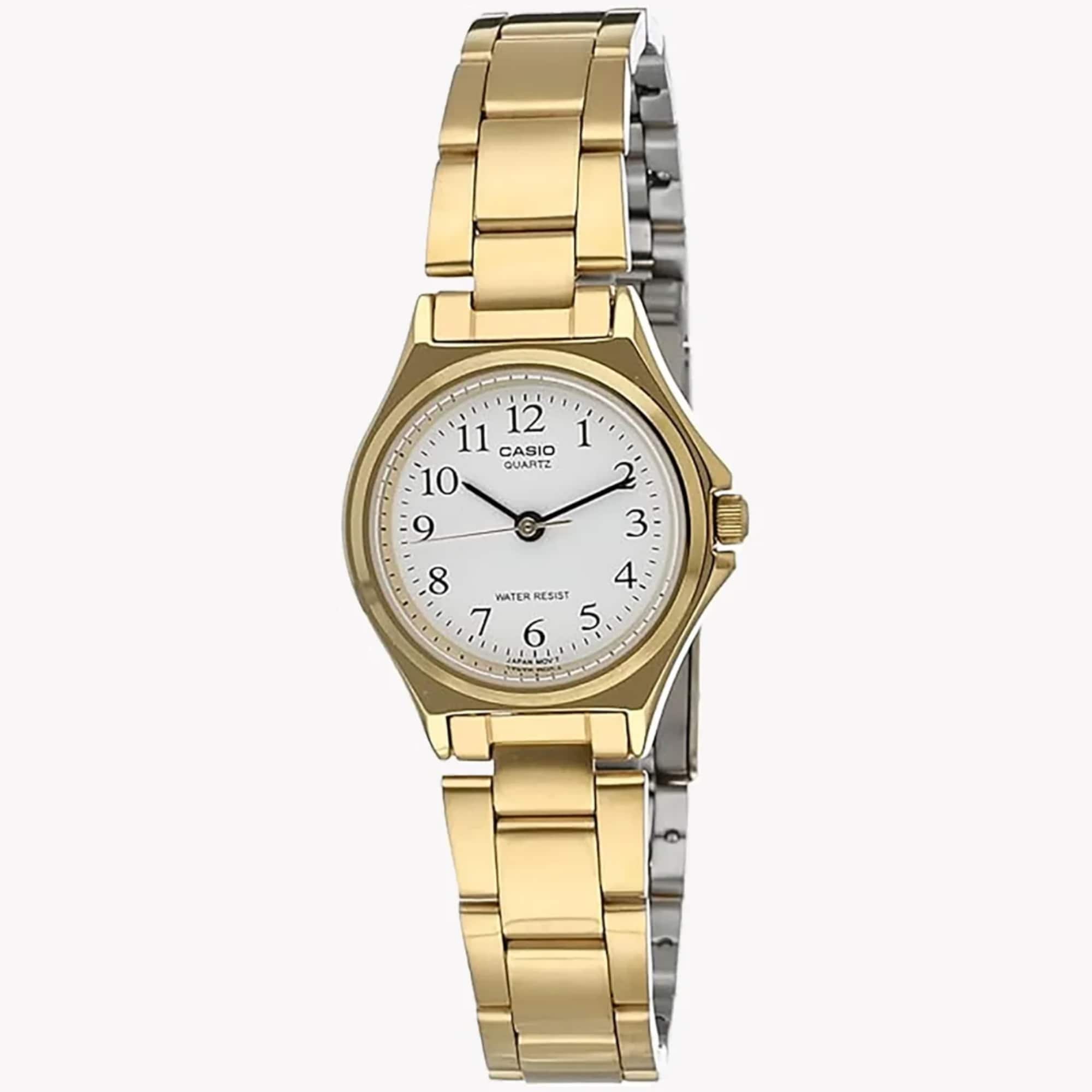 Casio - Women’s White Dial Analog Watch with Bracelet - LTP-1130N-7B - Gold