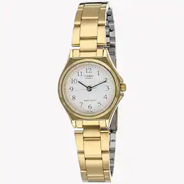 Casio - Women’s White Dial Analog Watch with Bracelet - LTP-1130N-7B - Gold