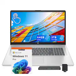 HP - 17.3 " Touchscreen Laptop, Intel Ultra 7 255U,64GB DDR5,2TB SSD, Copilot AI,Win 11 Pro,1TB Dock Set - Blue