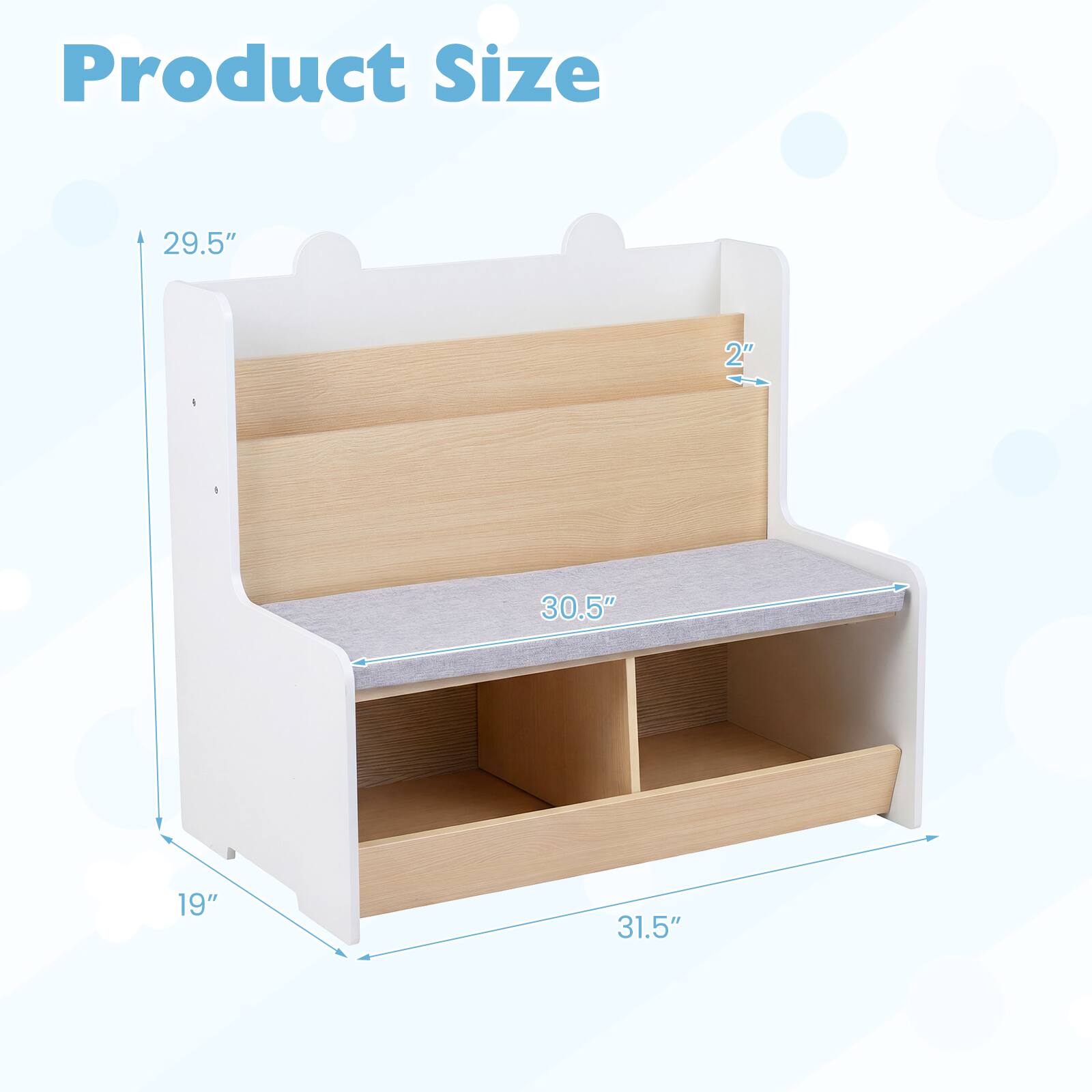 Product Size: 29.5" x 30.5" x 31.5" x 19" x 2"