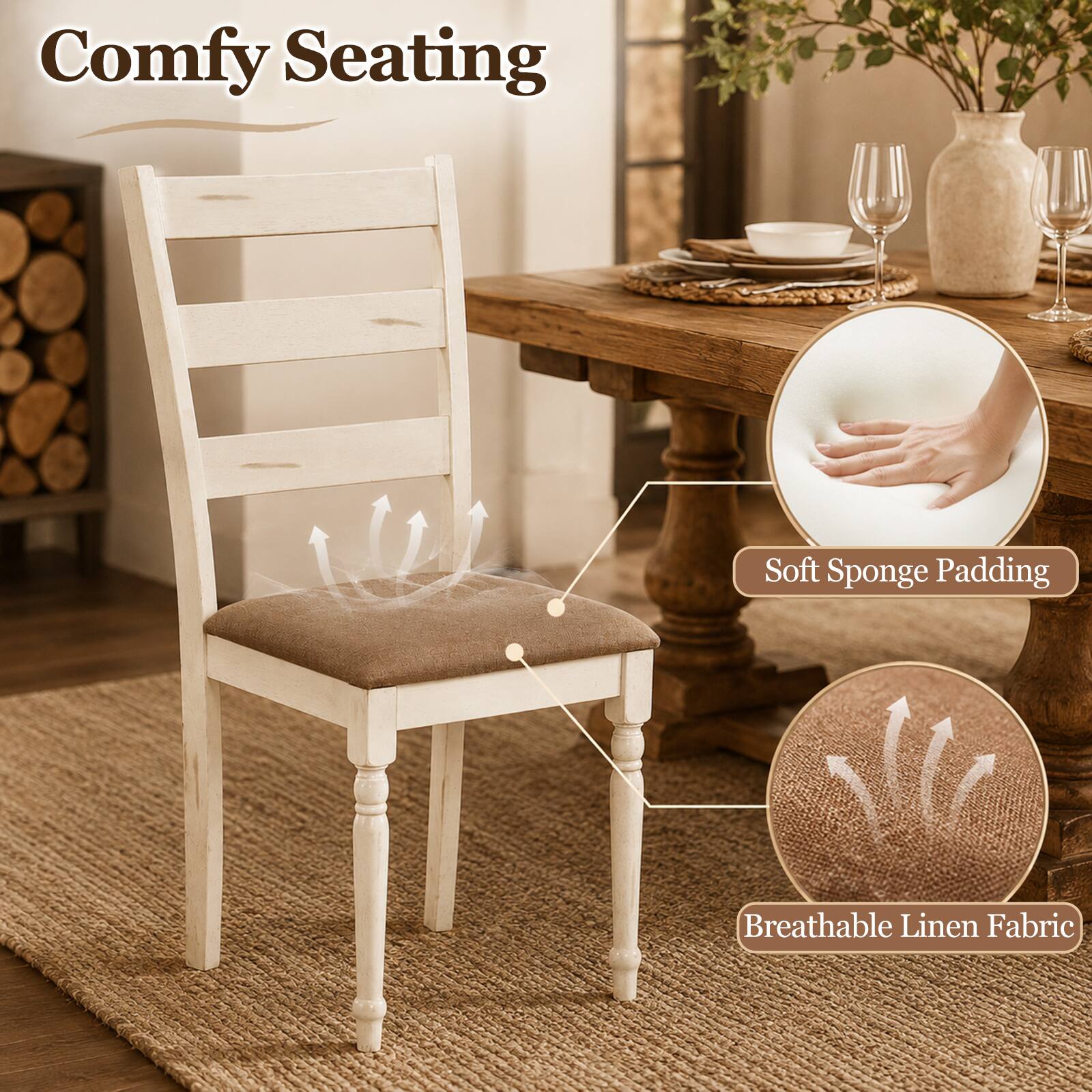 Comfy Seating  
Soft Sponge Padding  
Breathable Linen Fabric