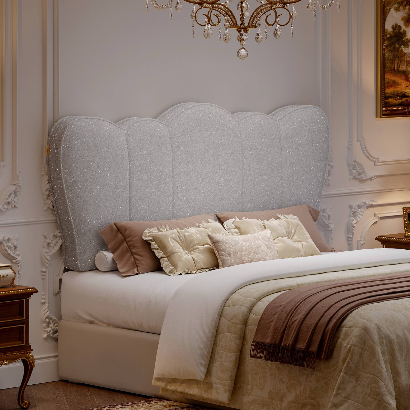 Alt View 2. Pinmoco - Upholstered Headboard Ergonomic Fabric Headboard Suitable for 8-14 inch Mattress - Sliver-Grey.