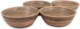 Lexa - Bamboo Salad Bowl Set, 8 Inch x 4, Black Bamboo - Black/Natural