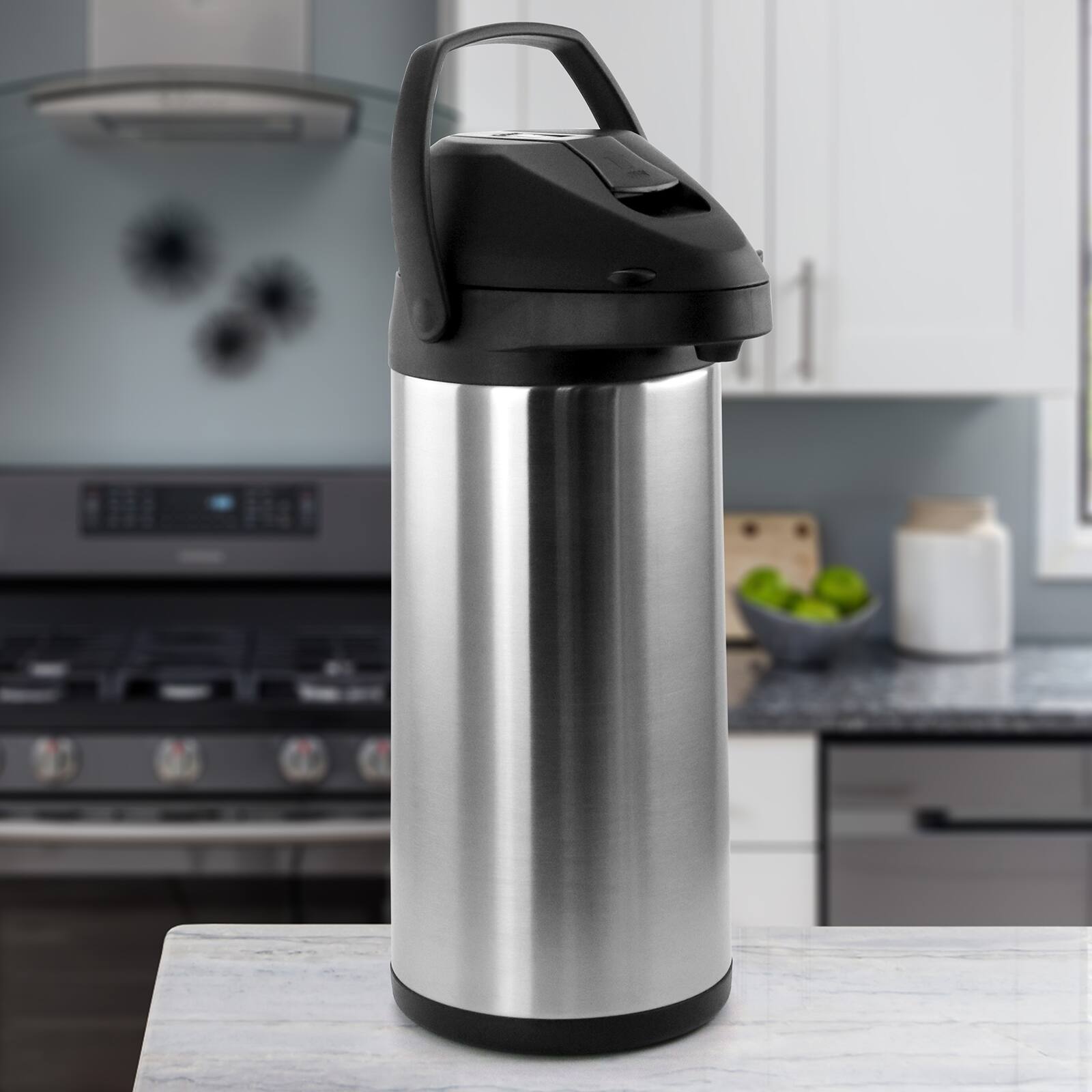 Alt View 3. MegaChef - MegaChef 5L Stainless Steel Airpot Hot Water Dispenser for Coffee and Tea - Silver and Black.