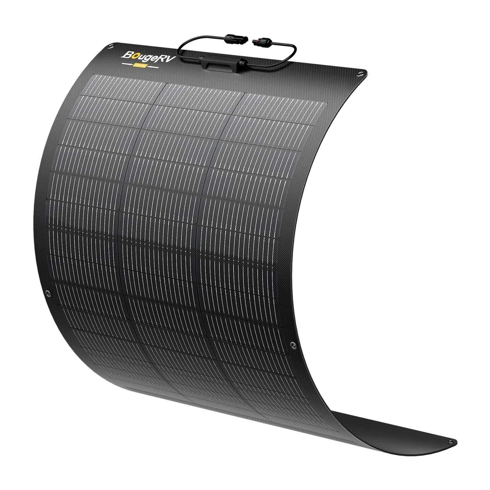 BougeRV - 1 PC Arch Pro 100 Watts N-Type Fiberglass Flexible Solar Panel 24 Volts 16BB Anti-Shading - Black