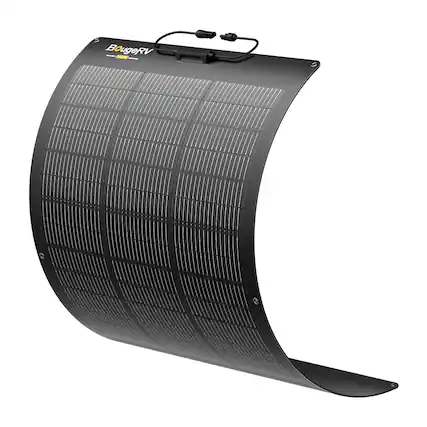 Front. BougeRV - 1 PC Arch Pro 100 Watts N-Type Fiberglass Flexible Solar Panel 24 Volts 16BB Anti-Shading - Black.